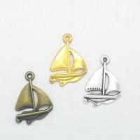 Vehicle Shaped Tibetan Style Pendants, Sail Boat, plated, more colors for choice, nickel, lead & cadmium free, 24x17x2mm, Hole:Approx 1mm, 100PCs/Bag, Sold By Bag