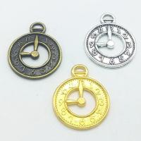 Tibetan Style, Clock, plated, more colors for choice, nickel, lead & cadmium free, 25x20x2mm, Hole:Approx 1mm, 100PCs/Bag, Sold By Bag