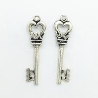 Tibetan Style Key Pendants, antique silver color plated, nickel, lead & cadmium free, 41x11x6mm, Hole:Approx 1mm, 100PCs/Bag, Sold By Bag