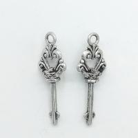 Tibetan Style Key Pendants, antique silver color plated, nickel, lead & cadmium free, 36x13x10mm, Hole:Approx 1mm, 100PCs/Bag, Sold By Bag
