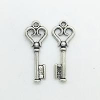 Tibetan Style Key Pendants, antique silver color plated, nickel, lead & cadmium free, 30x11x1.50mm, Hole:Approx 1mm, 100PCs/Bag, Sold By Bag