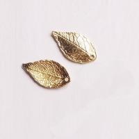 Tibetan Style Leaf Pendants, KC gold color plated, nickel, lead & cadmium free, 24x13x1.60mm, Hole:Approx 1mm, 100PCs/Bag, Sold By Bag