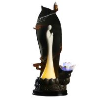 Backflow Incense Burner, Porcelain, handmade, for home and office & durable & different styles for choice, black, 150x105x360mm, Sold By PC