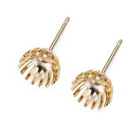 Brass Earring Stud Component Flower real gold plated for woman nickel lead & cadmium free 6*6mm Sold By Lot