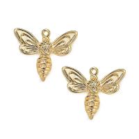 Brass Jewelry Pendants, Bee, real gold plated, for woman, nickel, lead & cadmium free, 14*18mm, Hole:Approx 2.5mm, 10PCs/Lot, Sold By Lot