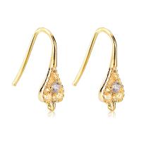 Brass Hook Earwire real gold plated micro pave cubic zirconia nickel lead & cadmium free 15mm Approx 2mm Sold By Lot
