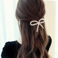 Alligator Hair Clip Zinc Alloy with Plastic Pearl plated fashion jewelry & for woman white 100*60mm Sold By PC
