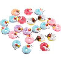 Plastic Pendants with Resin Bread mixed colors 22*17mm Sold By Bag
