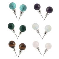 Natural Stone Stud Earring, fashion jewelry & for woman, more colors for choice, nickel, lead & cadmium free, 24*10mm, Sold By Pair