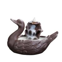 Backflow Incense Burner Porcelain Swan handmade for home and office & durable brown Sold By PC