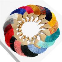 Σίδερο Φούντα Σκουλαρίκι, με Βαμβάκι νήμα, χρώμα επίχρυσο, για τη γυναίκα, περισσότερα χρώματα για την επιλογή, νικέλιο, μόλυβδο και κάδμιο ελεύθεροι, 103x96mm, Sold Με Ζεύγος