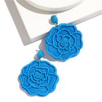 Zinc Alloy Drop Earrings with Seedbead Flower plated handmade & for woman nickel lead & cadmium free Sold By Pair