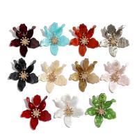 Acrylic Drop Earring Flower gold color plated for woman & with rhinestone Sold By Bag