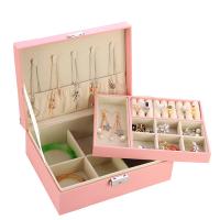 Multifunctional Jewelry Box PU Leather with Paper & Velveteen Double Layer & waterproof Sold By PC
