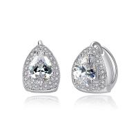 Brass Leverback Earring platinum plated micro pave cubic zirconia & for woman nickel lead & cadmium free 13*9mm Sold By Lot