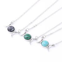 Moon Symbol Pendant Necklace Natural Stone Sailor Moon Crescent Pendant For Women Girl Zinc Alloy Necklace cadmium free Length Approx 18 Inch Sold By PC