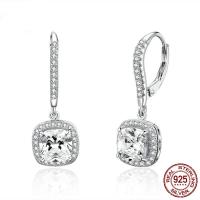 Cubic Zirconia Micro Pave Sterling Silver Earring, 925 Sterling Silver, platinum plated, for woman & with cubic zirconia, 10mm, Sold By Pair