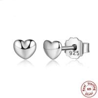925 Sterling Silver Stud Earrings, Heart, plated, fashion jewelry & for woman, more colors for choice, 4x4mm, Sold By Pair
