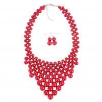 Műanyag Pearl Jewelry Set, fülbevaló & nyaklánc, -val 8cm extender lánc, a nő, több színt a választás, Hossz 18 inch, Által értékesített Set
