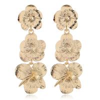 Tibetan Style Drop Earrings, Flower, gold color plated, fashion jewelry & for woman, nickel, lead & cadmium free, 25x72mm, Sold By Pair