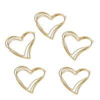 Messing hart hangers, gold plated, nikkel, lood en cadmium vrij, 43x44mm, Gat:Ca 2mm, Ca 10pC's/Bag, Verkocht door Bag