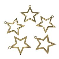 Bijoux pendentifs en laiton, étoile, Placage de couleur d'or, protéger l'environnement, sans nickel, plomb et cadmium, 5x6mm, Trou:Environ 3mm, Environ 30PC/sac, Vendu par sac