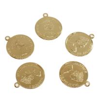 Brass Jewelry Pendants Flat Round gold color plated nickel lead & cadmium free Approx 2mm Approx Sold By Bag