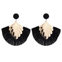 Tibetan Style Tassel Earring, with Cotton Thread, plated, fashion jewelry & for woman, more colors for choice, nickel, lead & cadmium free, 82x75mm, Sold By Pair