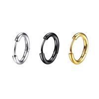 Stainless Steel Huggie Hoop Earring Round plated fashion jewelry & for man Thinckness 2.5mmuff0cThinckness 0.9mm Sold By PC