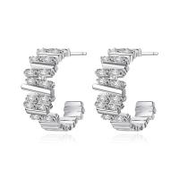 Brass Stud Earring with Cubic Zirconia plated for woman nickel lead & cadmium free 20*8mm Sold By Pair