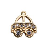 Cubic Zirconia Micro Pave Brass Pendant Car real gold plated micro pave cubic zirconia nickel lead & cadmium free 12*10.7mm Sold By Lot