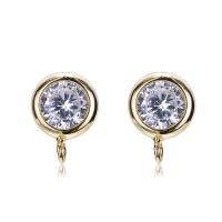 Brass Stud Earring, with Cubic Zirconia, real gold plated, with loop & different size for choice & for woman, nickel, lead & cadmium free, 20PCs/Lot, Sold By Lot