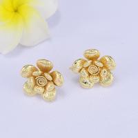 Brass Stud Earring, Flower, real gold plated, for woman, nickel, lead & cadmium free, 23*23mm, 10PCs/Lot, Sold By Lot