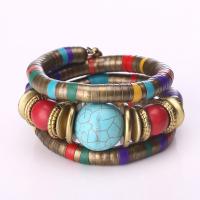 Tibetan Style Bangle, with turquoise, plated, multilayer & different styles for choice & for woman, nickel, lead & cadmium free, Length:7.4 Inch, Sold By PC