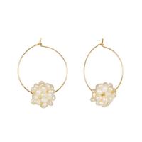 Tibetan Style Lever Back Earring, with ABS Plastic Pearl, gold color plated, Korean style & for woman, nickel, lead & cadmium free, 30x30mm, Sold By Pair