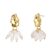 Zinc Alloy Drop Earrings with ABS Plastic Pearl gold color plated handmade & for woman nickel lead & cadmium free Sold By Pair