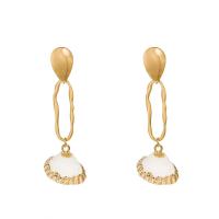 Zinc Alloy Drop Earrings with Shell gold color plated for woman nickel lead & cadmium free Sold By Pair