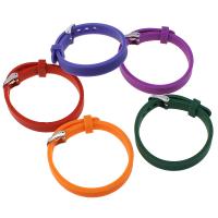 Silicone Bracelets, stainless steel buckle, adjustable, mixed colors, 10mm, Length:Approx 9 Inch, 12Strands/Lot, Sold By Lot