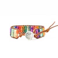 Impression Jasper Bracelet, with PU Leather, Unisex, Length:6.5 Inch, Sold By PC