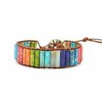 Impression Jasper Bracelet, with PU Leather, Unisex, multi-colored, Length:6.5 Inch, Sold By PC