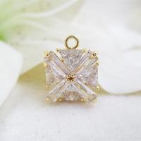 Cubic Zirconia Brass Pendants, with Cubic Zirconia, real gold plated, nickel, lead & cadmium free, 15*12.5mm, Hole:Approx 1.8mm, 2PCs/Lot, Sold By Lot