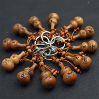 Bag Purse Charms Keyrings Keychains, Wood, with stainless steel chain, Calabash, Unisex & different styles for choice, brown, 45x22mm, 12PCs/Bag, Sold By Bag