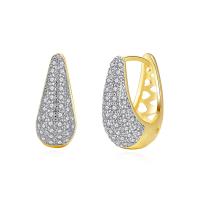 Brass Lever Back Earring with Cubic Zirconia plated micro pave cubic zirconia & for woman nickel lead & cadmium free 17*7mm Sold By Pair