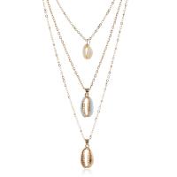 Multi Layer Necklace Zinc Alloy with Shell gold color plated multilayer & for woman golden nickel lead & cadmium free Sold By Strand
