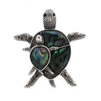 Abalone Shell Brooch, with Tibetan Style, Turtle, plated, Unisex, 45*40mm, Sold By PC