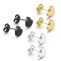 Stainless Steel Stud Earrings, Heart, for woman, more colors for choice, 9*7mm, Sold By Strand