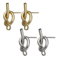 Brass Earring Post, cobre, Alta qualidade banhado e nunca desaparecer & com loop, Mais cores pare escolha, níquel, chumbo e cádmio livre, 7.5x9x18mm,0.8mm, Buraco:Aprox 2.5mm, 30PCs/Lot, vendido por Lot