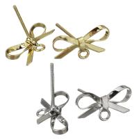 Brass Earring Stud Component Bowknot high quality plated & with loop nickel lead & cadmium free 0.8mm Approx 1.5mm Sold By Lot