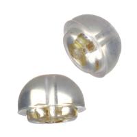 Silicone Ear Nut Component, med 925 Sterling Sølv, hvid, 5.50x4x5.50mm, Hole:Ca. 0.5mm, 100pc'er/Lot, Solgt af Lot