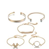 alliage de zinc Set de bracelet, bracelet & Bracelet, avec 5cm chaînes de rallonge, Placage de couleur d'or, 5 pièces & pour femme & avec strass, protéger l'environnement, sans nickel, plomb et cadmium, Diamètre intérieur:Environ 68mm, Longueur:Environ 7.29 pouce, Vendu par fixé